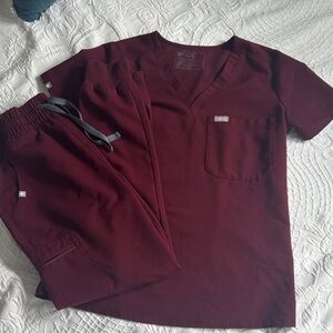 Figs Maroon Medical Scrub Set